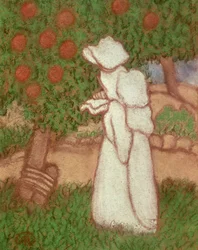 Nainen valkoisessa mekossa, 1896 (pastelli paperille)